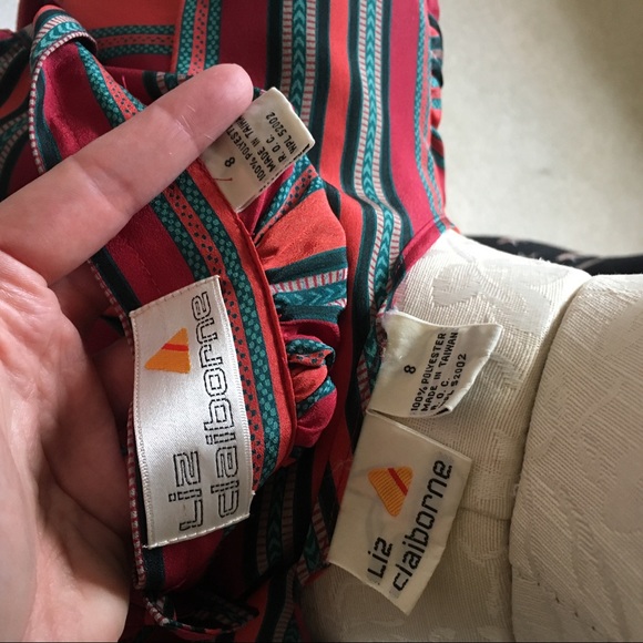 Vintage 70s Two Piece Dress Set Stripe Top & Skirt - Picture 7 of 8